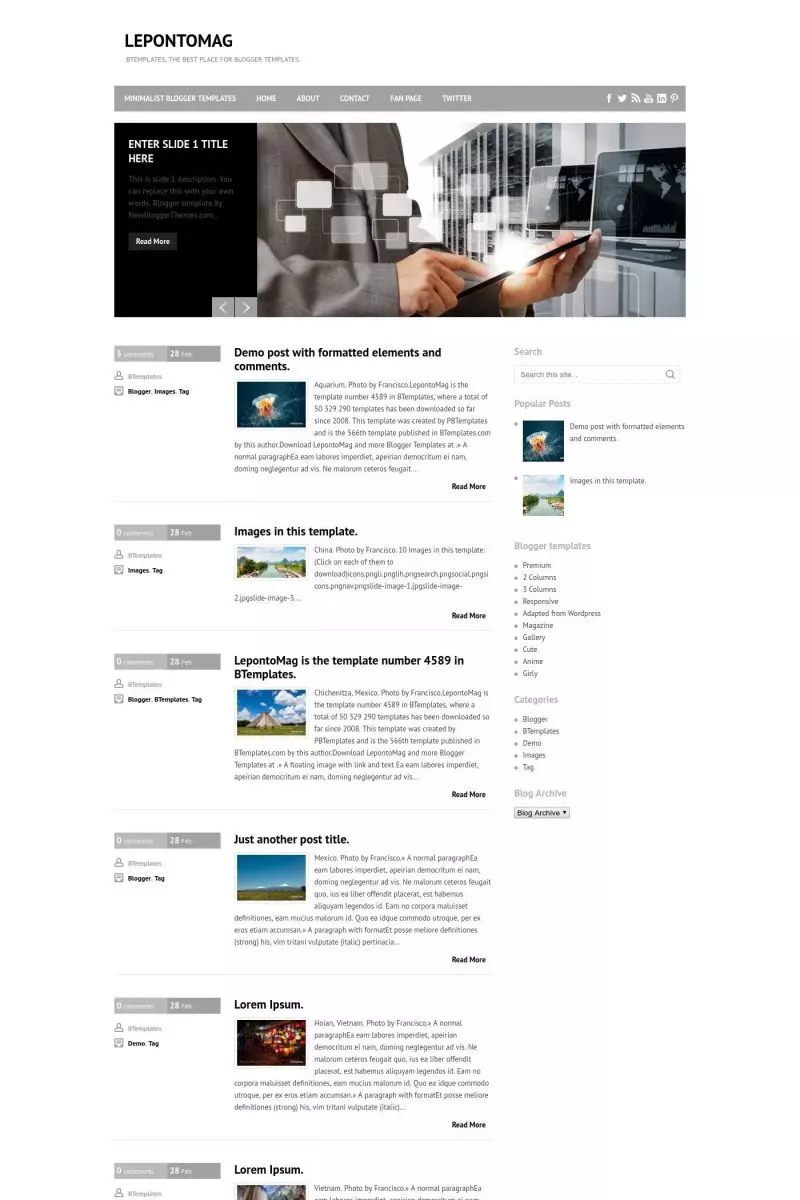 Download Free LepontoMag Blogger Template