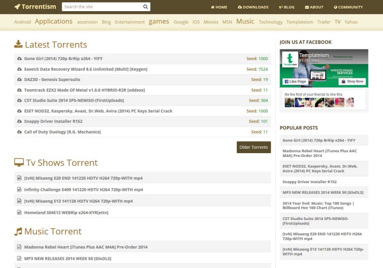Download Free Torrentism Blogger Template